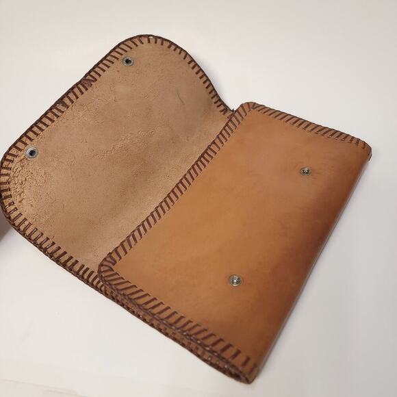 Leather Bag Case Pouch Book Holder Small Pencilcase Artist Brown Embossed Bible​ - Picture 3 of 11